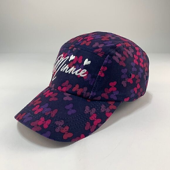 Minnie Mouse Disney Navy Blue All Over Logo 5 Panel Adjustable Hat - Picture 1 of 5